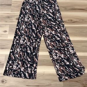 Zara Camouflage Wide Leg Pants - Black and Brown